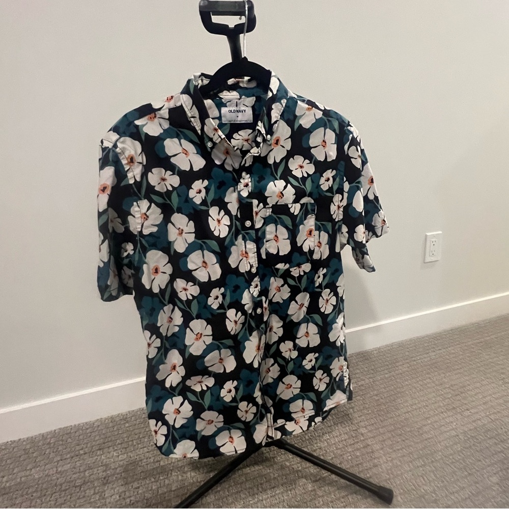 Old Navy Floral Blue Shirt